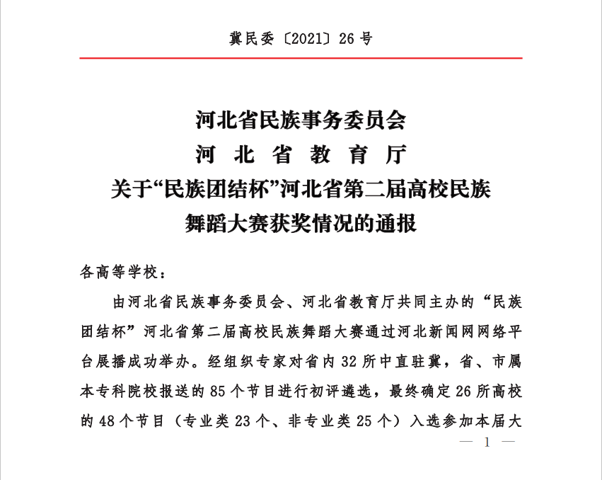 喜报｜燕京理工学院于河北省第二届高校民族舞蹈大赛中喜获佳绩