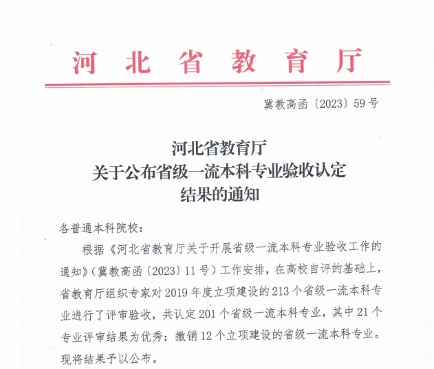 喜报  我校首批一流本科专业建设点全部顺利通过河北省教育厅验收