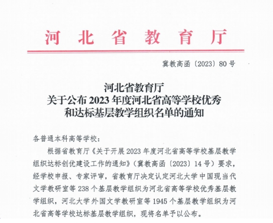 我校两个教研室获批省级高等学校优秀基层教学组织